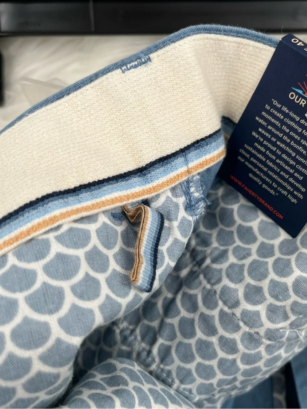 New Faherty Island LIfe Shorts Organic Cotton Size Men's 40 Blue Chino Preppy 8